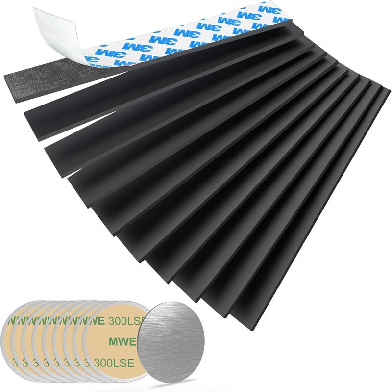 SAICOOS Magnetic Strips Tape with Adhesive Backing Magnet – Heavy Duty Magnets Strip, with 10Pcs Metal Stickers for Double Sided Self Sticky Non Metal, for Tool and Knife Strong Magnetic Wall Holder - Image 1